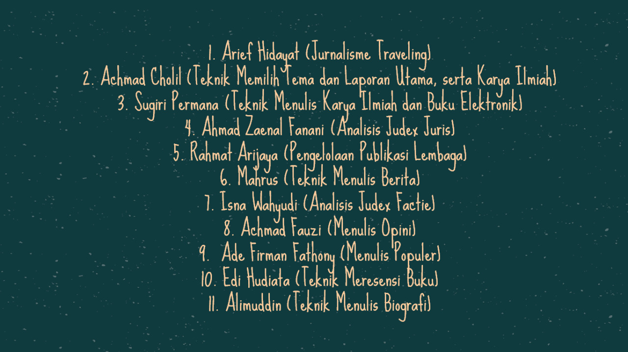 Daftar para pemateri dalam kegiatan webinar